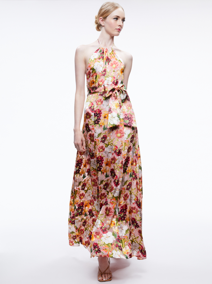 DITA TIE NECK HALTER DRESS - JUNIPER FLORAL ROSE image 4 - Alice And Olivia