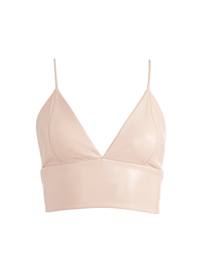 CARLI VEGAN LEATHER BRA TOP - ALMOND image 5 - ALICE + OLIVIA