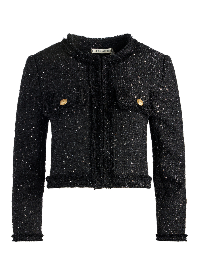 DUMONT EMBELLISHED TWEED JACKET - BLACK image 5 - Alice And Olivia