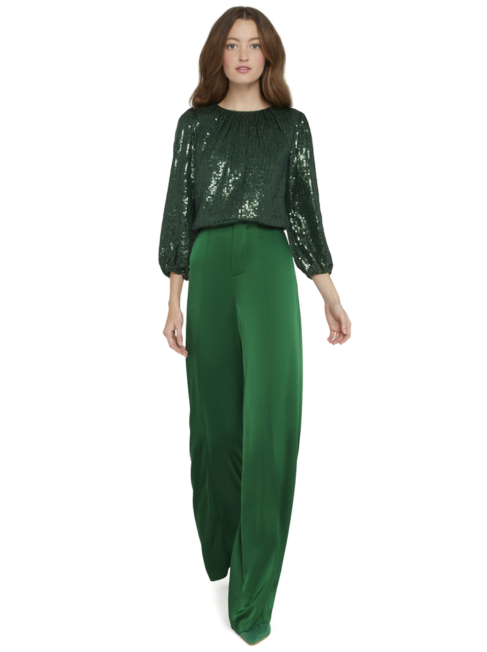 AVILA SEQUIN CREW NECK CROP TOP - BASIL image 2 - ALICE + OLIVIA