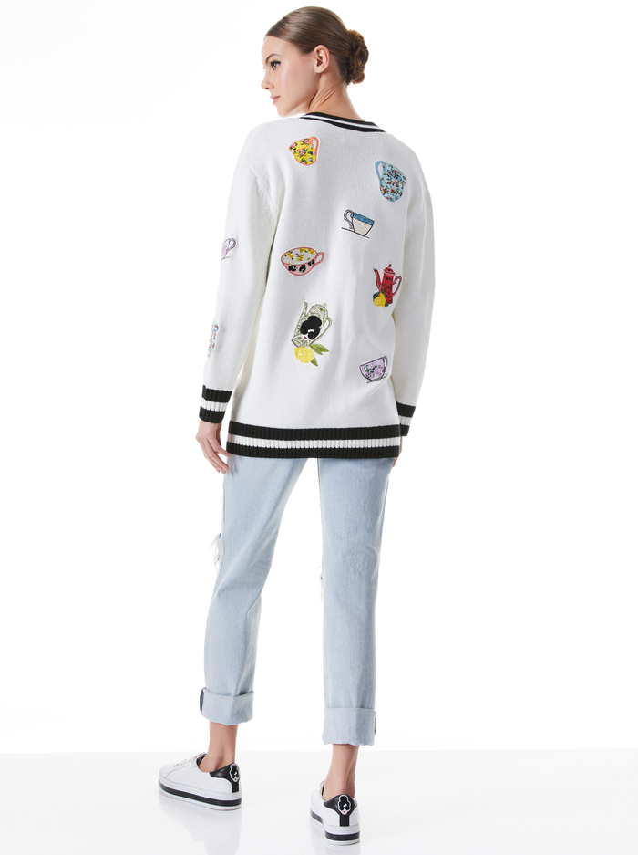 BRADFORD EMBROIDERED GRANDPA CARDIGAN - SOFT WHITE image 1 - Alice And Olivia