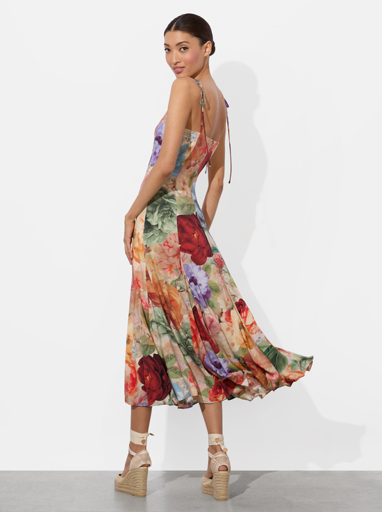 STORM FLORAL LG-JEANETTE PANELED MIDI DRESS
