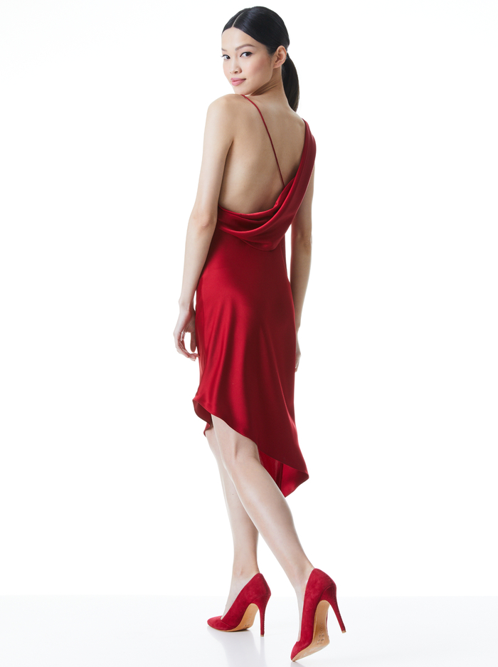 LANDON ASYMMETRICAL MINI DRESS - DEEP RUBY image 1 - Alice And Olivia