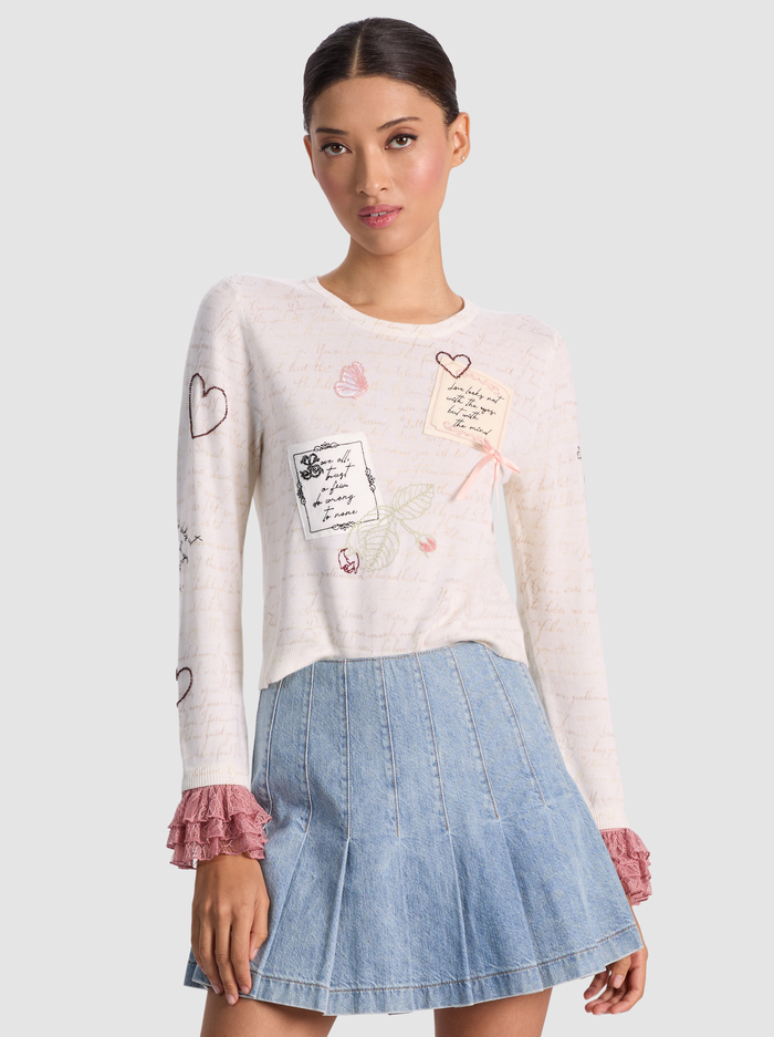 CAROLANN PULLOVER - ECRU MULTI - Alice And Olivia
