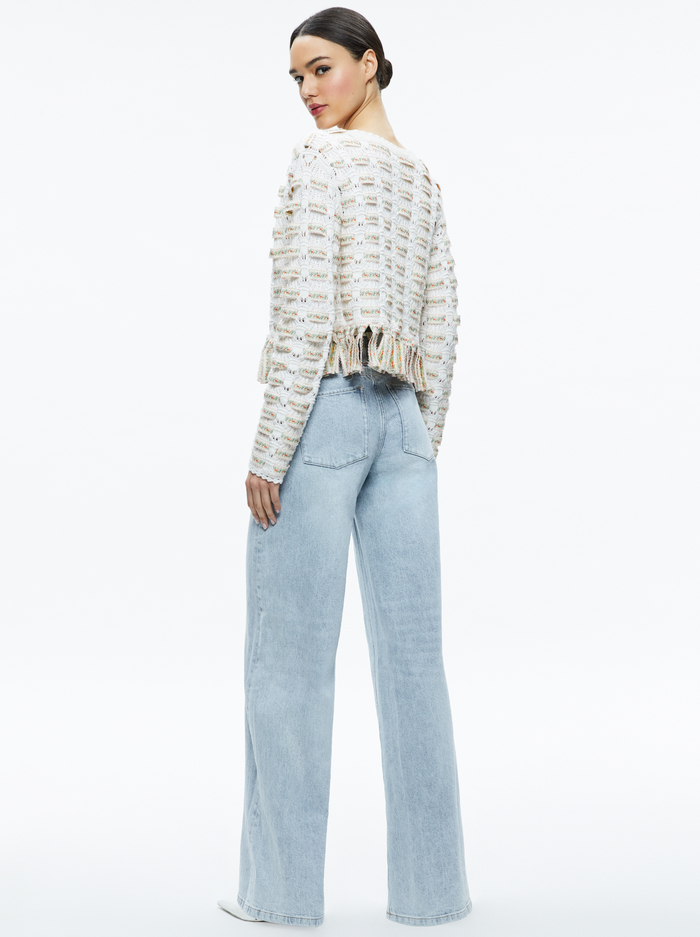 TAWNA RIBBON CARDIGAN - SOFT WHITE MULTI image 2 - Alice And Olivia