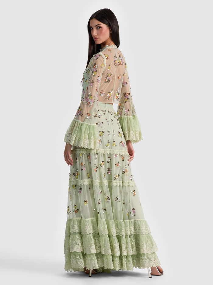 ALLEGRA EMBELLISHED TOP - LIGHT SAGE MULTI image 2 - ALICE + OLIVIA