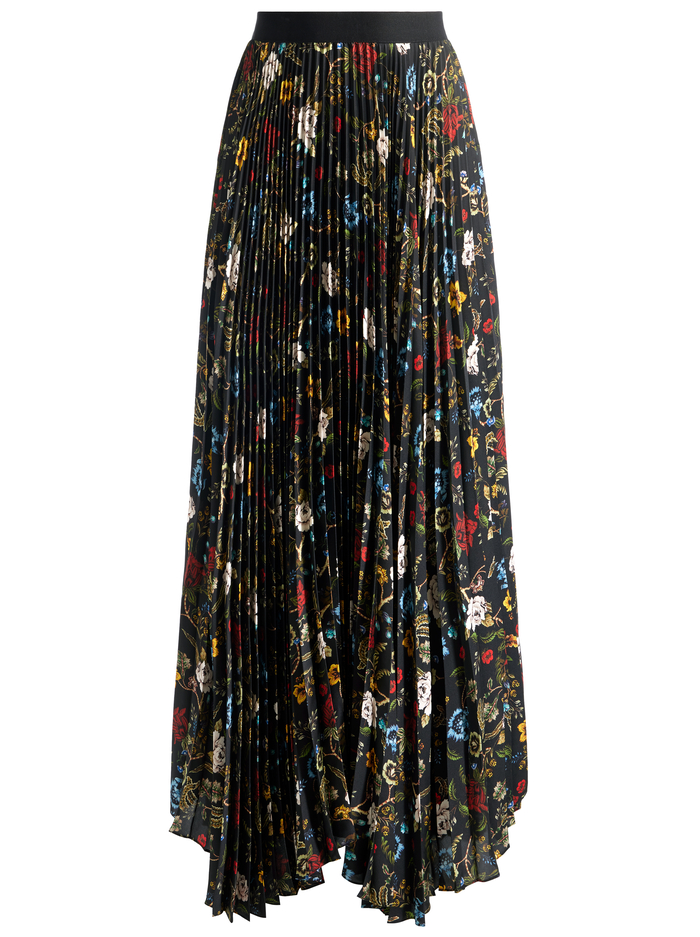 KATZ PLEATED MAXI SKIRT - TAPESTRY TRAILS SM BLACK image 5 - Alice And Olivia