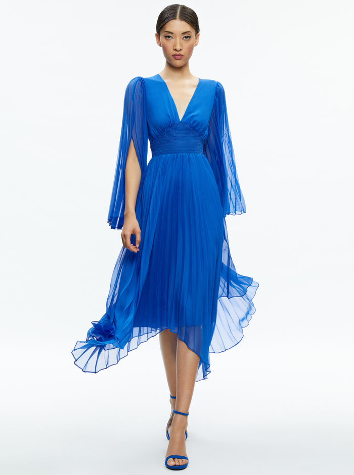 SION SUNBURST PLEATED MAXI DRESS - SAPPHIRE image 2 - ALICE + OLIVIA