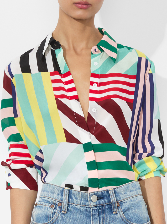 WILLA SILK BLOUSE - SORBET STRIPE image 3 - Alice And Olivia