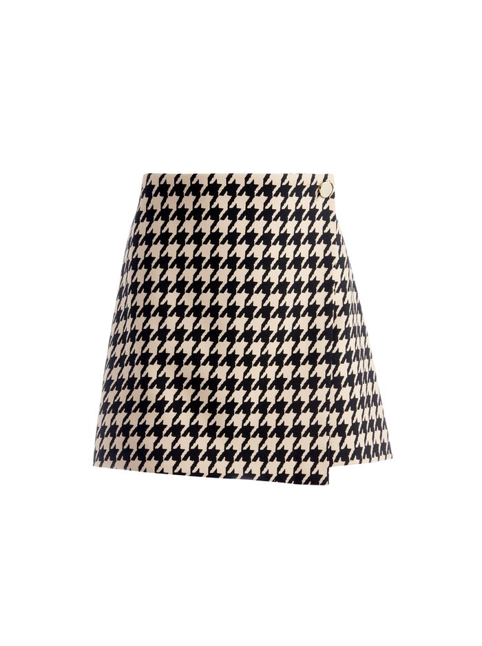 RENNA HOUDSTOOTH WRAP SKIRT - ALMOND/BLACK image 5 - ALICE + OLIVIA