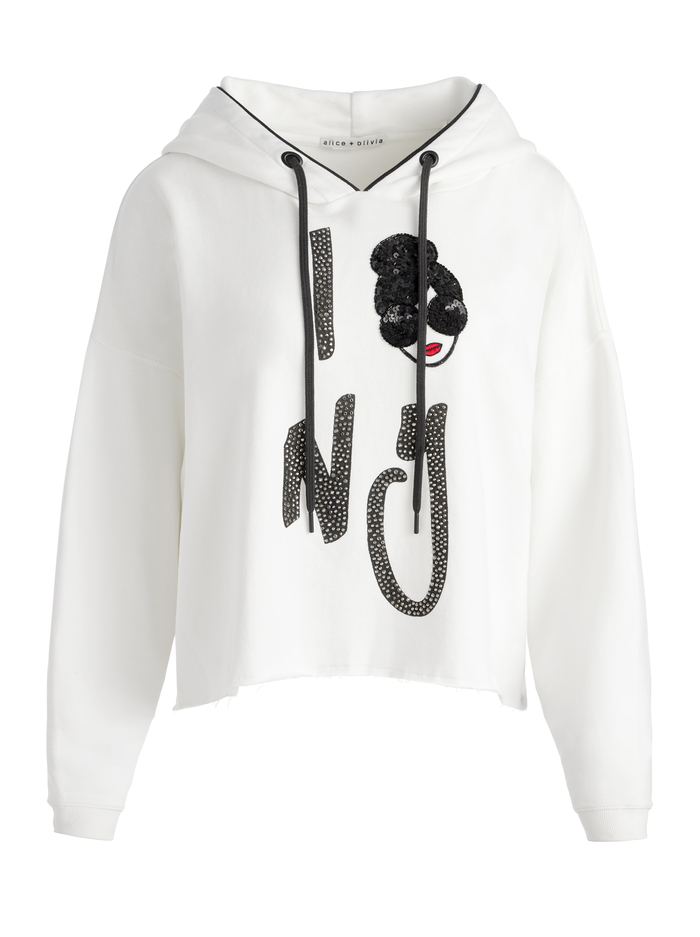 SUNNY STACEFACE HOODIE - OPTIC WHITE image 5 - Alice And Olivia