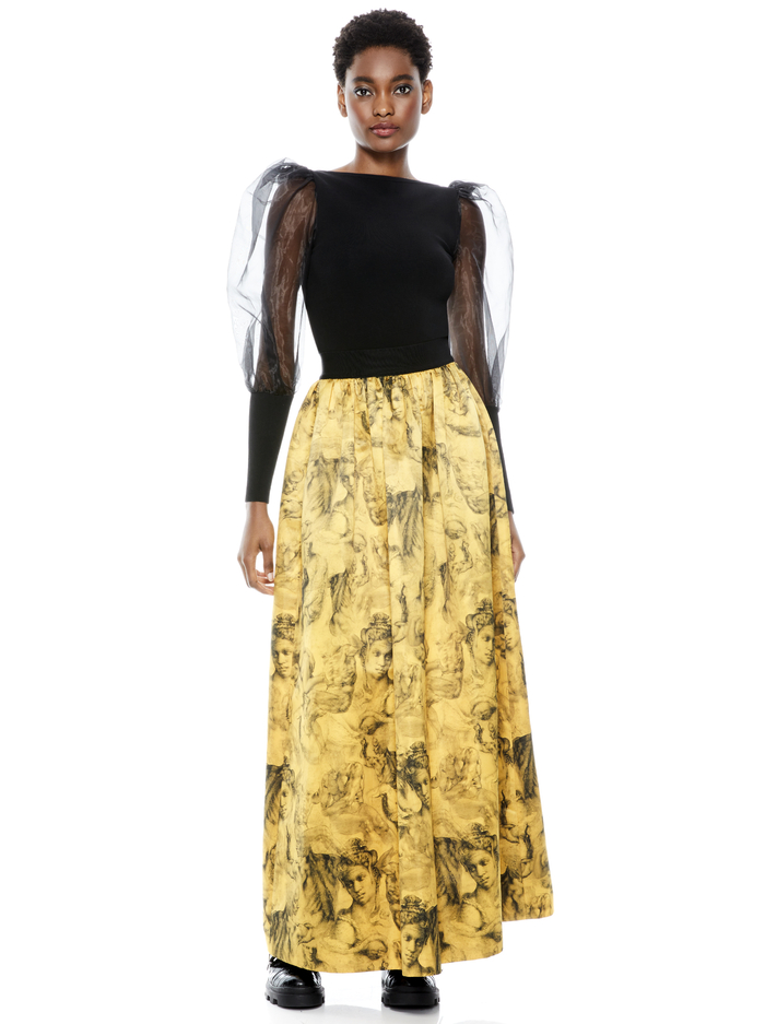 TINA LONG BALL GOWN SKIRT - ANGELO COLLAGE SAFFRON image 5 - Alice And Olivia