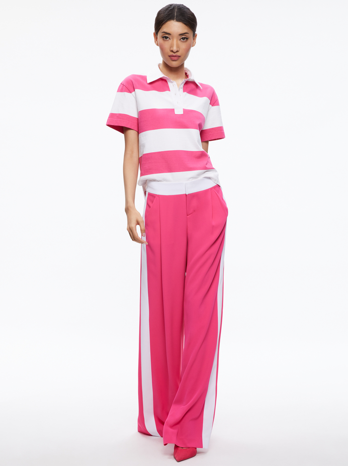 ERIC MID RISE PANT WITH TUX STRIPE - CANDY image 3 - Alice And Olivia
