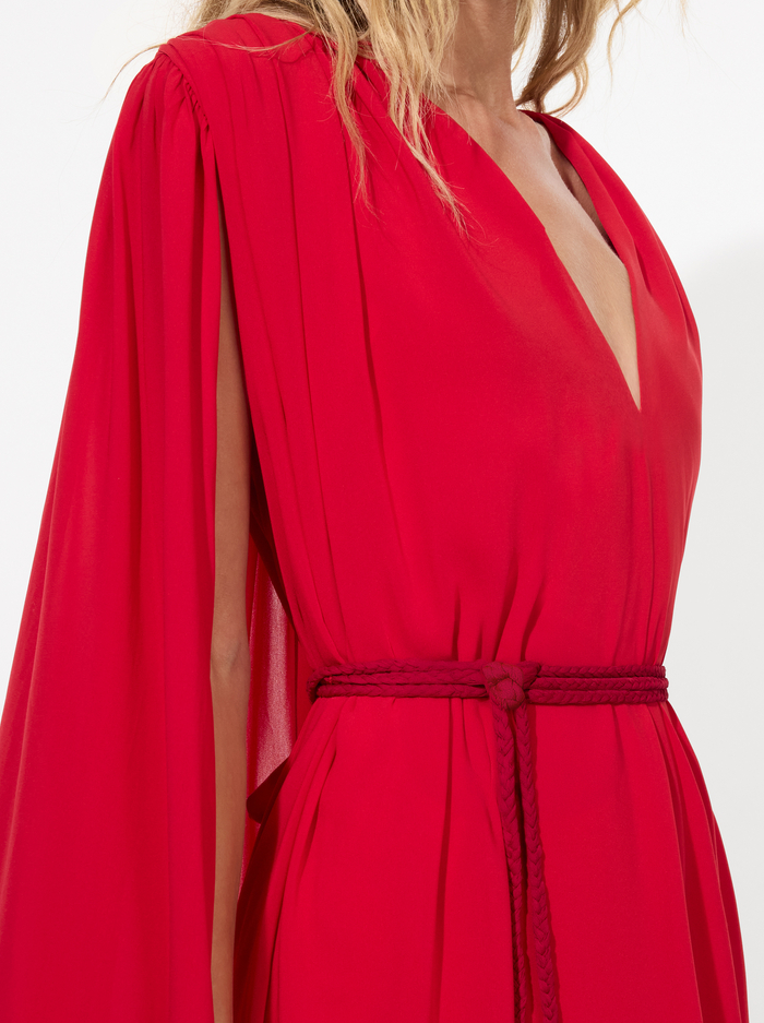 ZENAIDA MAXI CAPE DRESS - BRIGHT RUBY image 3 - Alice And Olivia