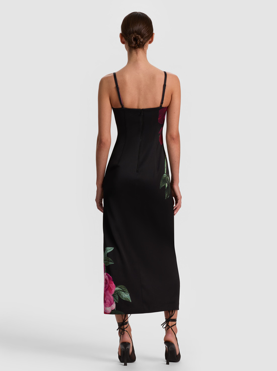 EMPRESS BLOOM BLACK-NINA MIDI DRESS