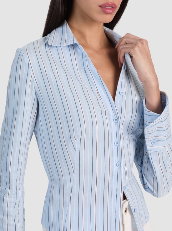 CAROLINA BLUE MULTI-FREYA BUTTON DOWN TOP