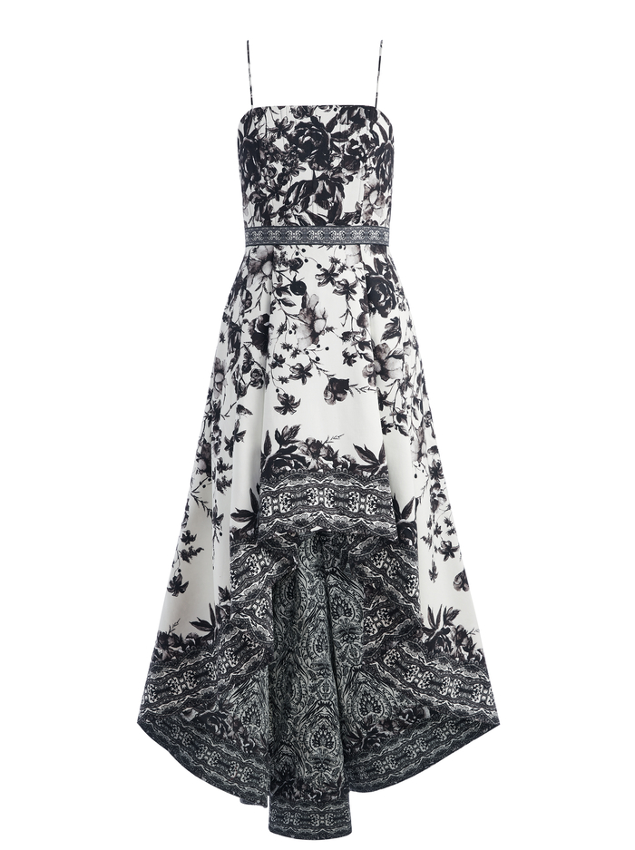 FLORENCE HIGH LOW GOWN - FORGET ME NOT BLK MULTI image 5 - Alice And Olivia