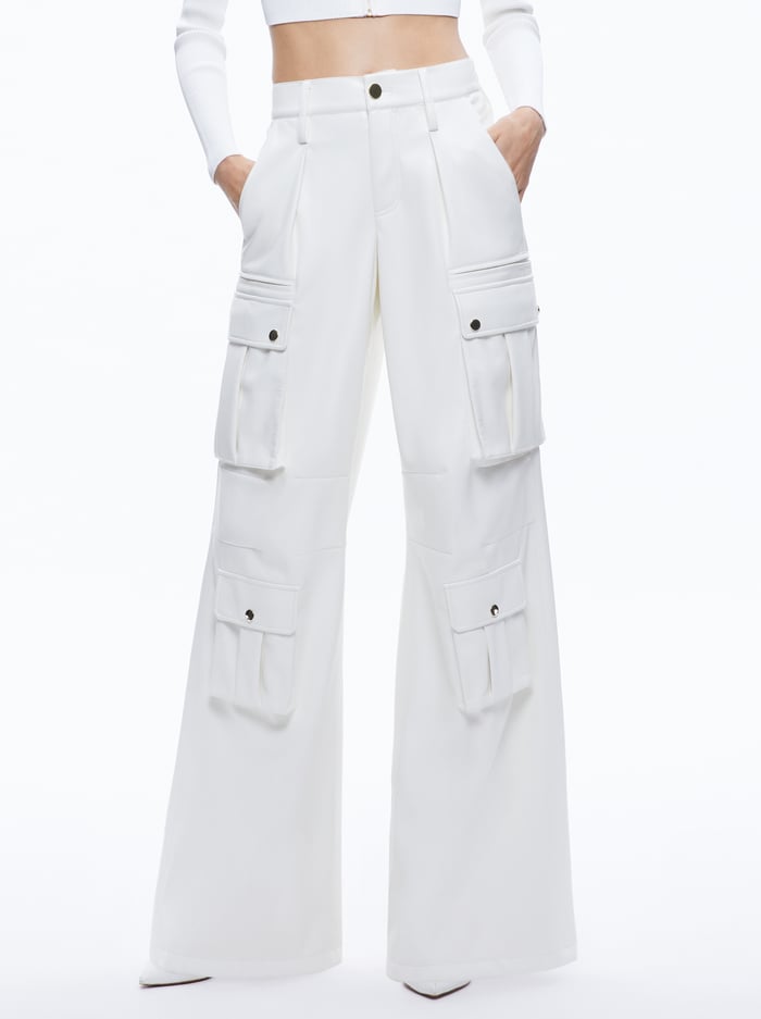 JOETTE VEGAN LEATHER CARGO PANT - OFF WHITE - Alice And Olivia