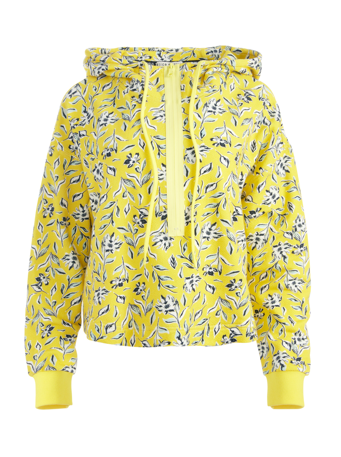 QUINLAN FLORAL CROPPED HOODIE - FREE SWINGING SUNBEAM image 5 - Alice And Olivia