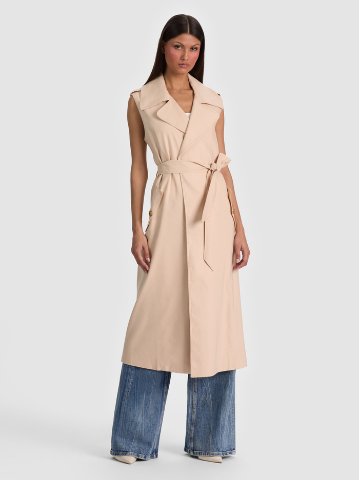 KEITH SLEEVELESS LINEN TRENCH - OATMEAL image 1 - ALICE + OLIVIA