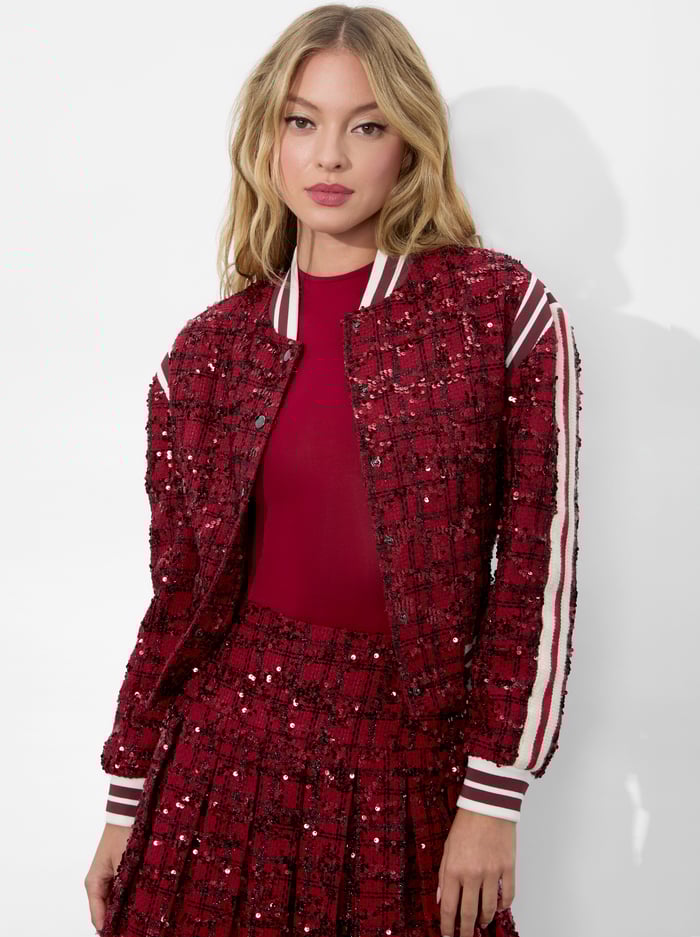 KERI VARSITY JACKET - GARNET - Alice And Olivia