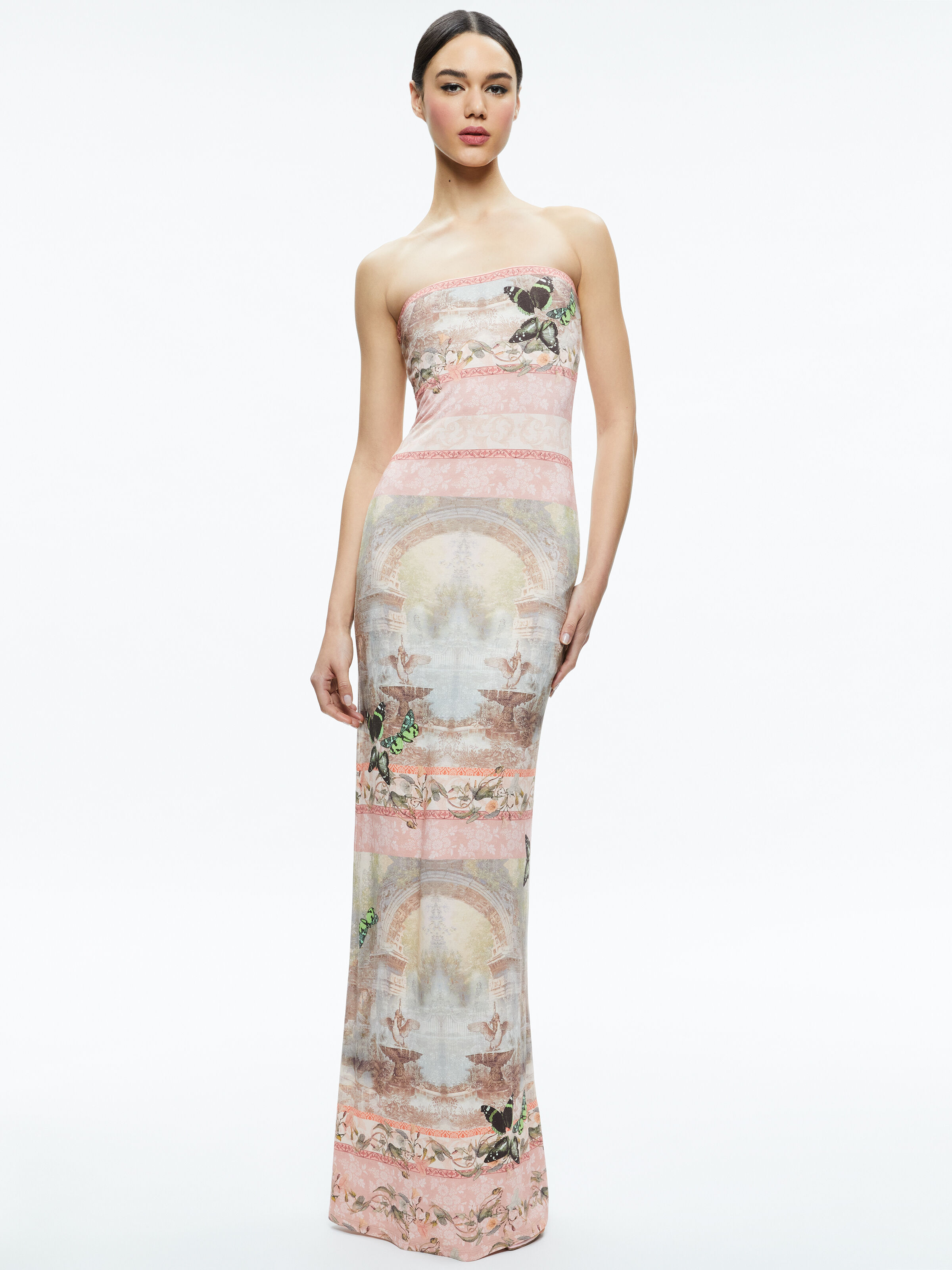 Delora Strapless Maxi Dress In Versailles Alice Olivia