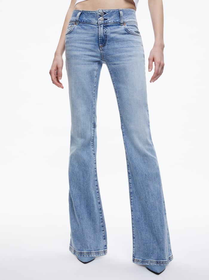Stacey Low Rise Bell Bottom Jean In Bay Blue | Alice And Olivia