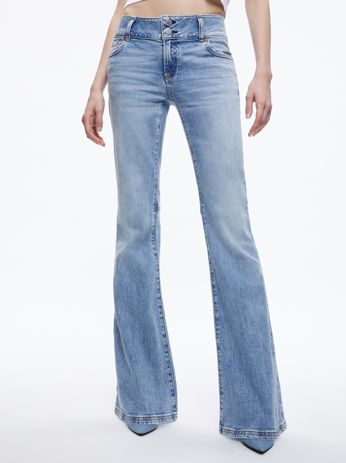 STACEY LOW RISE BELL BOTTOM JEAN - BAY BLUE image 3 - Alice And Olivia