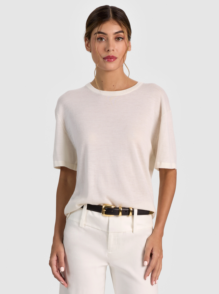 AMELIE CASHMERE KNIT TEE - SOFT WHITE - ALICE + OLIVIA