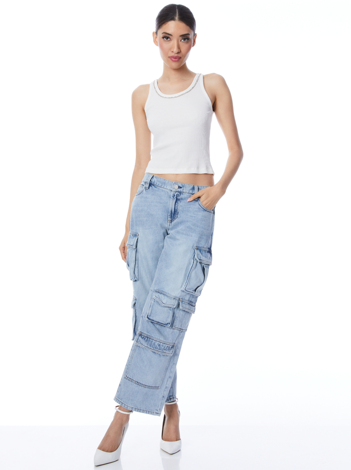 LUIS DENIM CARGO PANT - ROCKSTAR BLUE image 4 - ALICE + OLIVIA