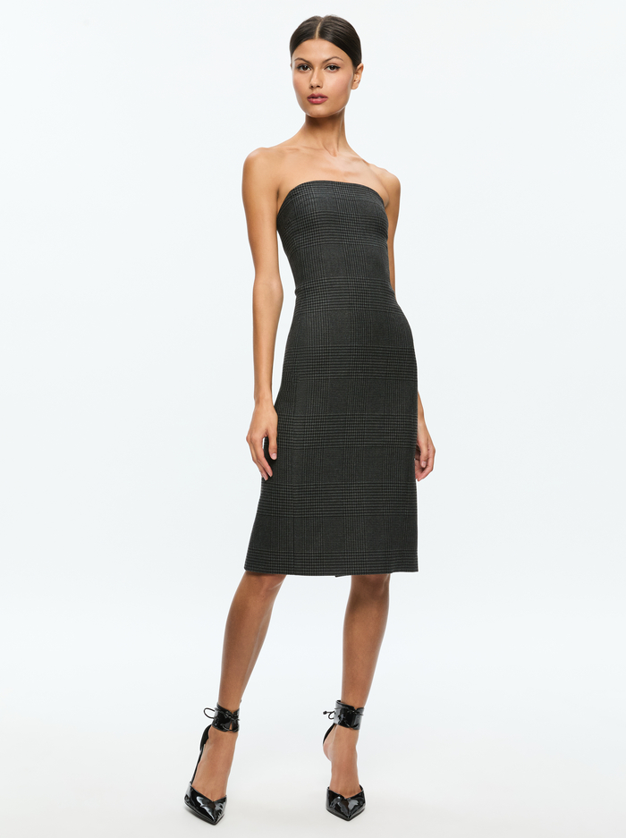 KELLY MIDI DRESS - CHARCOAL GREY MELANGE - Alice And Olivia