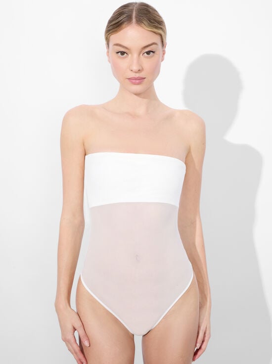 OFF WHITE-BANDEAU STRAPLESS BODYSUIT