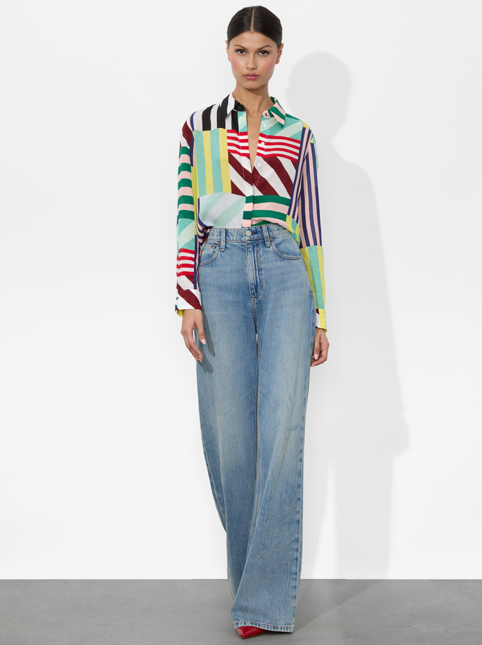 WILLA SILK BLOUSE - SORBET STRIPE image 4 - Alice And Olivia