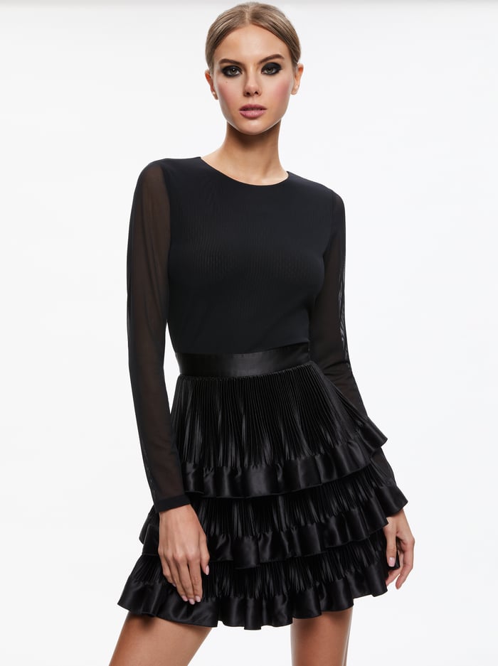 CHARA TIERED RUFFLE MINI DRESS - BLACK image 2 - Alice And Olivia