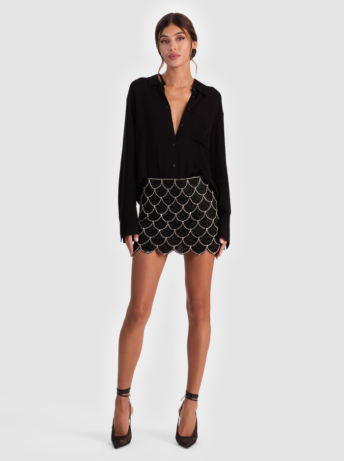 RUBI EMBELLISHED MINI SKIRT - BLACK/SILVER image 2 - Alice And Olivia