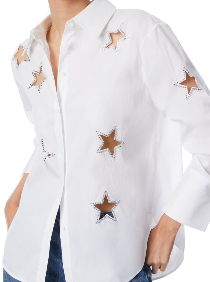 Finely Star Embellished Button Down In Off White | Alice And Olivia
