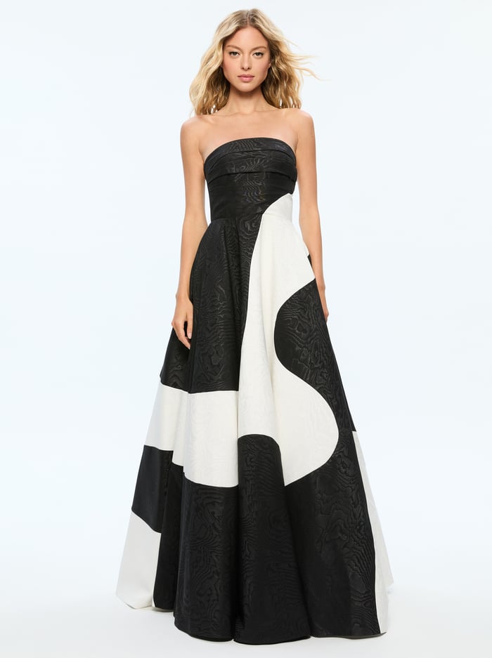 BRIDGETTE MAXI GOWN - BLACK/OFF WHITE image 3 - Alice And Olivia