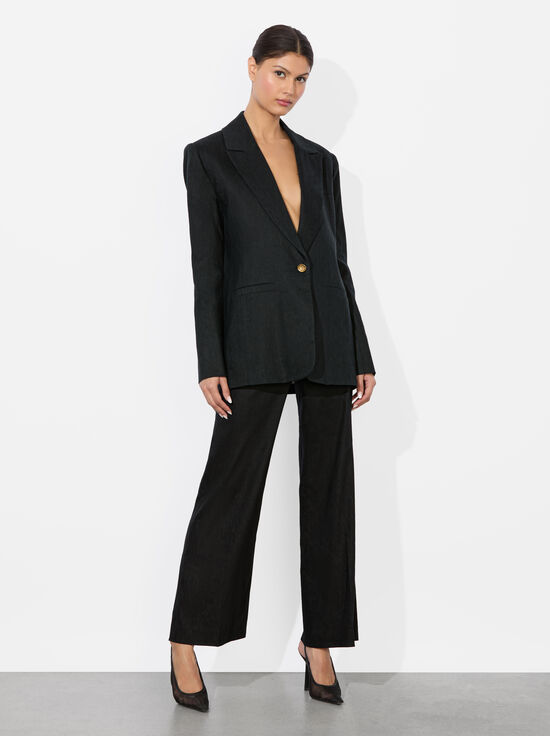 BLACK-BILLIE BOXY LINEN BLAZER
