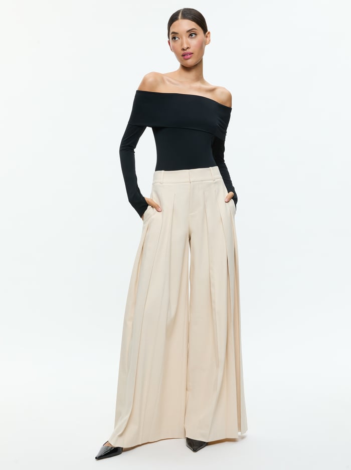 SIMON LINEN TROUSER - SOLID OATMEAL image 1 - Alice And Olivia