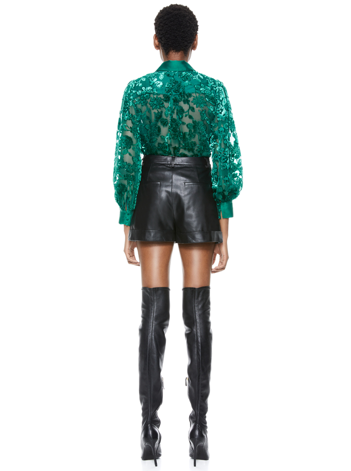 LATRINA COLLARED BLOUSE - DARK TEAL image 2 - ALICE + OLIVIA