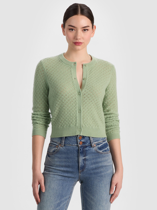 SAGE-DOLLIE POINTELLE CARDIGAN