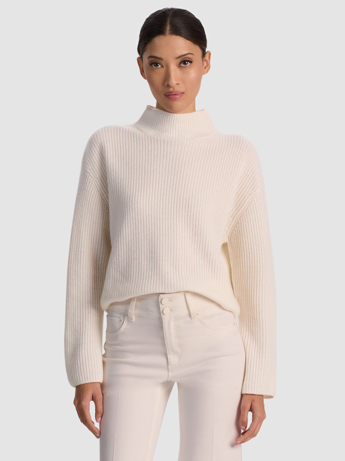 NANCE RIBBED TURTLENECK - ECRU - ALICE + OLIVIA