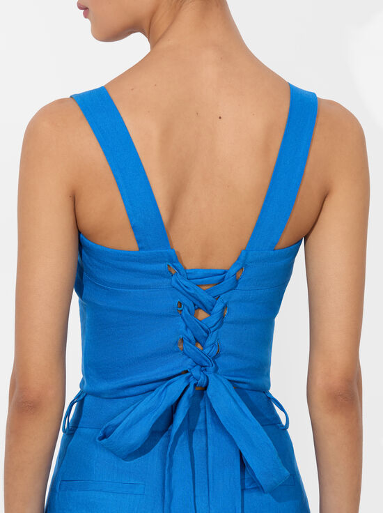 TRUE BLUE-NATALIA LINEN LACE UP TOP