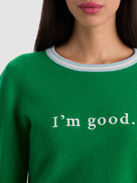 GREEN APPLE MULTI-CAROLANN CASHMERE SHRUNKEN PULLOVER