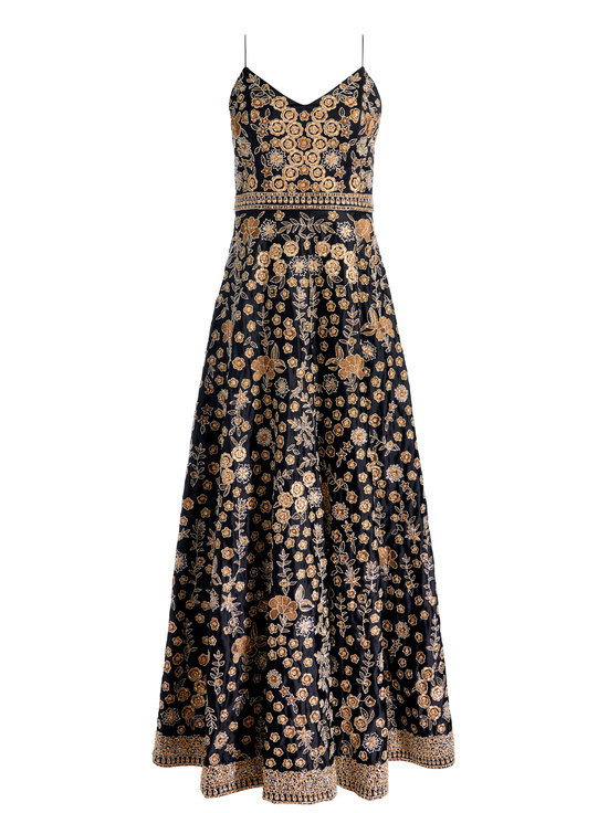 BLACK/MULTI-DOMENICA EMBELLISHED GOWN
