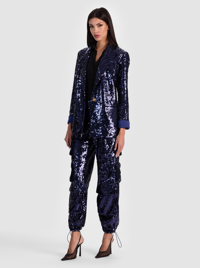 QUINCY SEQUIN BLAZER - MIDNIGHT BLUE image 4 - Alice And Olivia