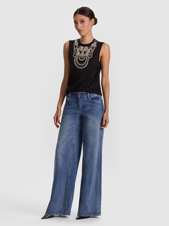 BLACK-DEDE EMBELLISHED TANK