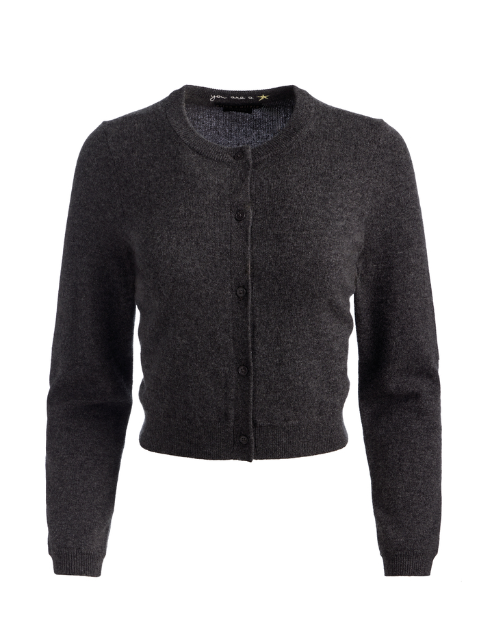 DOLLIE CASHMERE CARDIGAN - CHARCOAL HEATHER image 5 - ALICE + OLIVIA