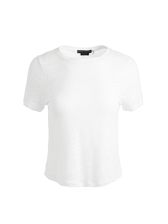 OFF WHITE-CINDY CROPPED LINEN TEE