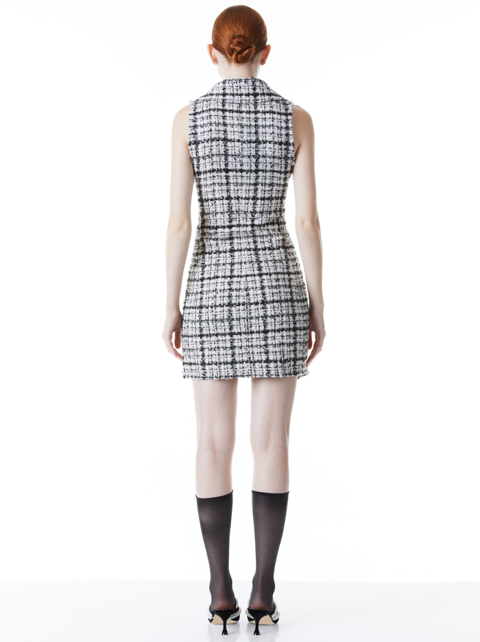 MERI SLEEVELESS DOUBLE BREASTED MINI DRESS - BLACK/OFF WHITE image 1 - Alice And Olivia